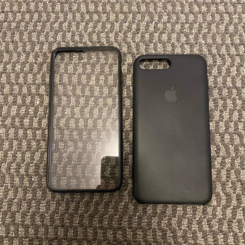 iPhone 8 Plus Black Apple Silicone Case and JeTech clear & black case